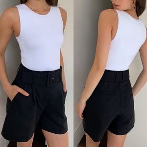 Black Babaton Torino High Rise Belted Shorts